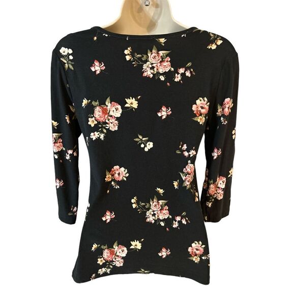 Wishful Park Blouse Size Small Black Floral Print - Picture 3 of 7